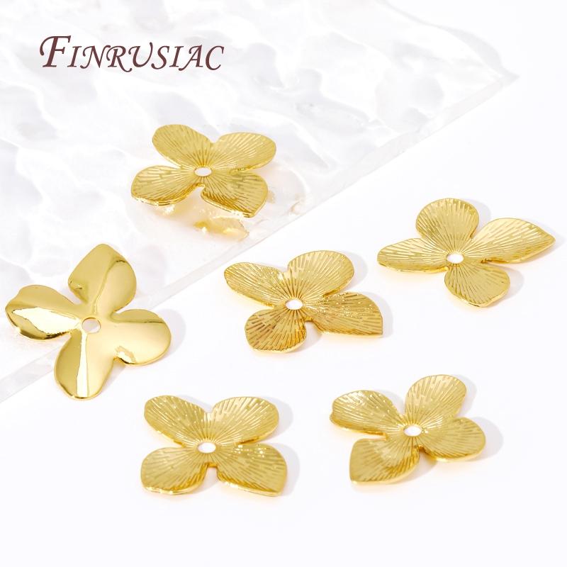 End Caps For Jewelry 18K Gold Plated Brass Flower Caps Beads Caps DIY Jewelry Making Supplies Earrings Accessories For Women