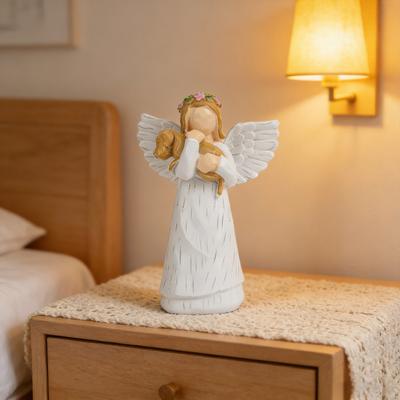 Resin Angel Girl Figurine Mother Daughter Sculpture Home Office Son Family Statue Room Desktop Living Decoration Ornament