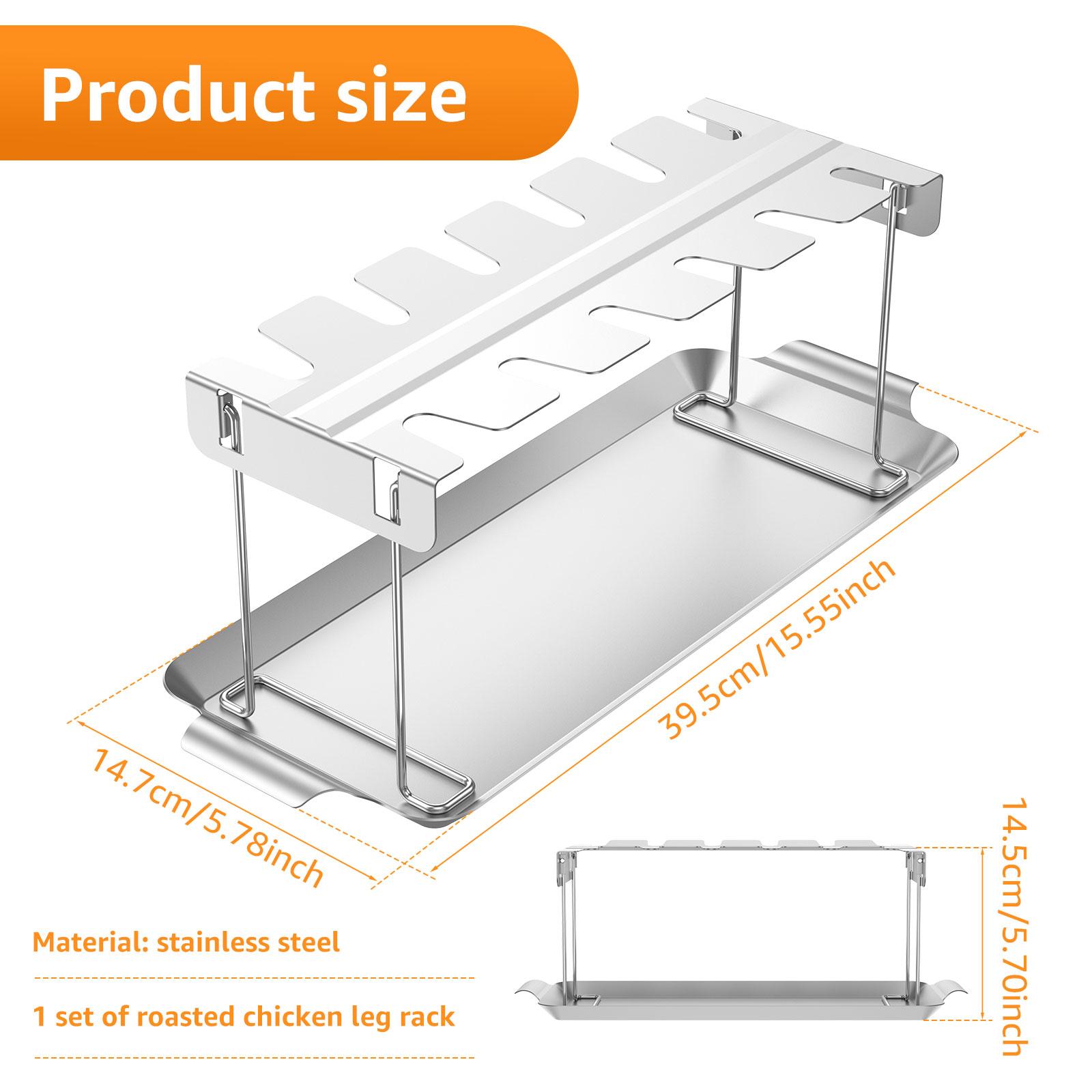 

Grill Chicken Leg Rack Stainless Steel Chicken Wing Rack with Drip Tray Folding Chicken Drumstick Rack for Outdoor BBQ Picnic