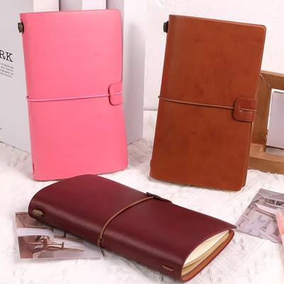 A6 Vintage Retro Pu Leather Loose Leaf Notebook Multifunctional Portable Travel Diary Journal Kraft Paper Stationery
