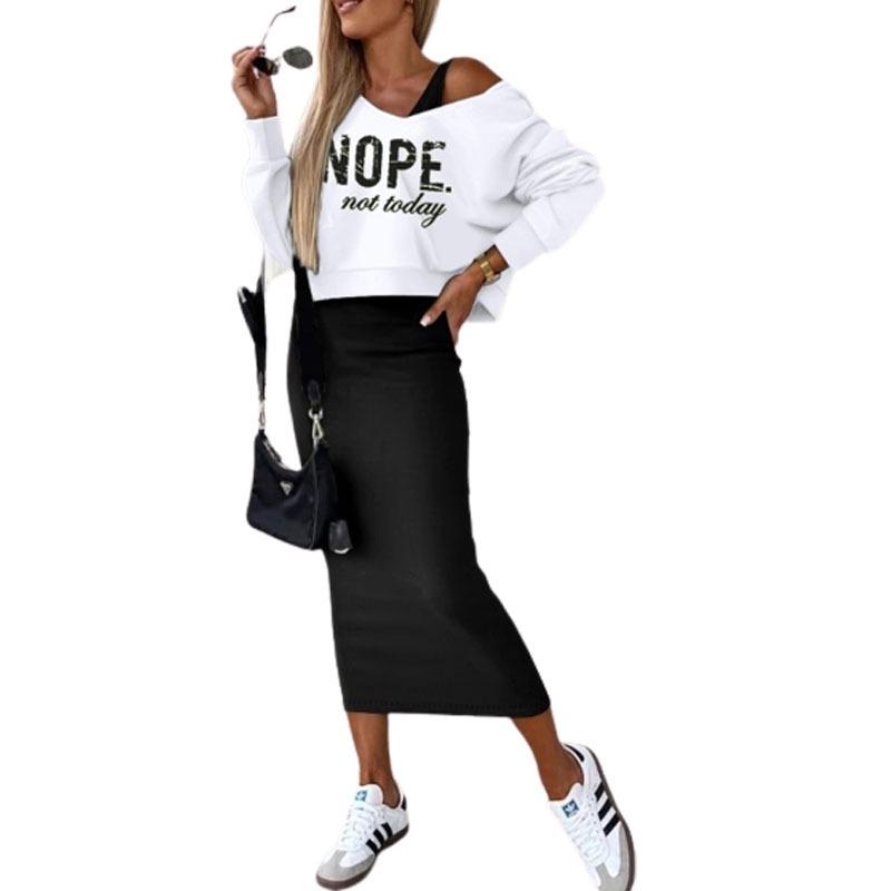 BITCED Women's Fashion Casual Solid Color Print Long Sleeve Pants Suits
