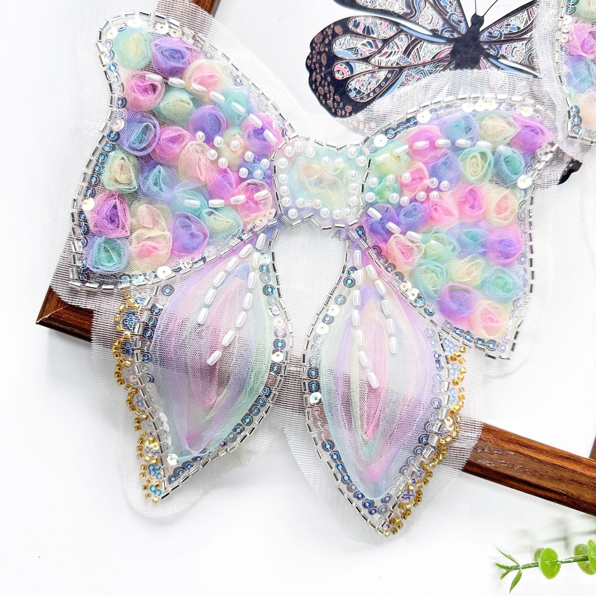 

Hot-Selling Colorful Bow Clothing Applique With Jewelry Princess Dress Children S Clothing Lace Embroidery Handmade Cloth Sticker Accessories HL220Y