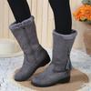 Fashion Women's Shoes Fashion Women Warm Chelsea High Fur Boots 2024 New Women Boots Mid-calf Plush Snow Flat Boots