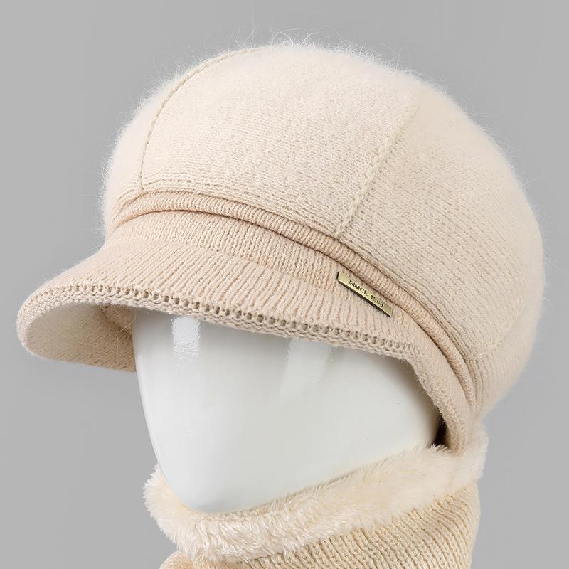 Ladies Winter Rabbit Fur Hat Warm Thickened Knitted Mother Wool Hat Cold Versatile Old Man Hat
