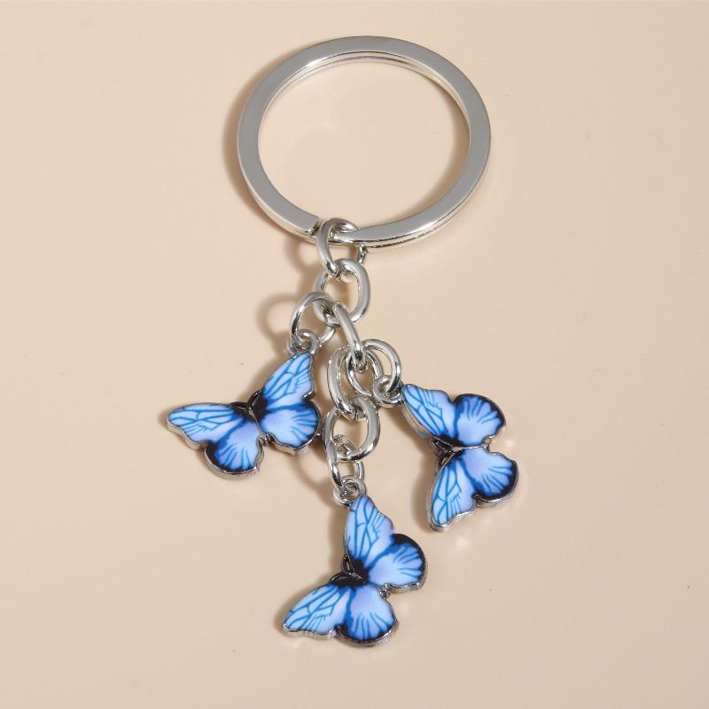 Cute Colorful Butterfly  Enamel Flying Animals Key Chains For Women Girls Accessorie Handmade Jewelry Bag Charm