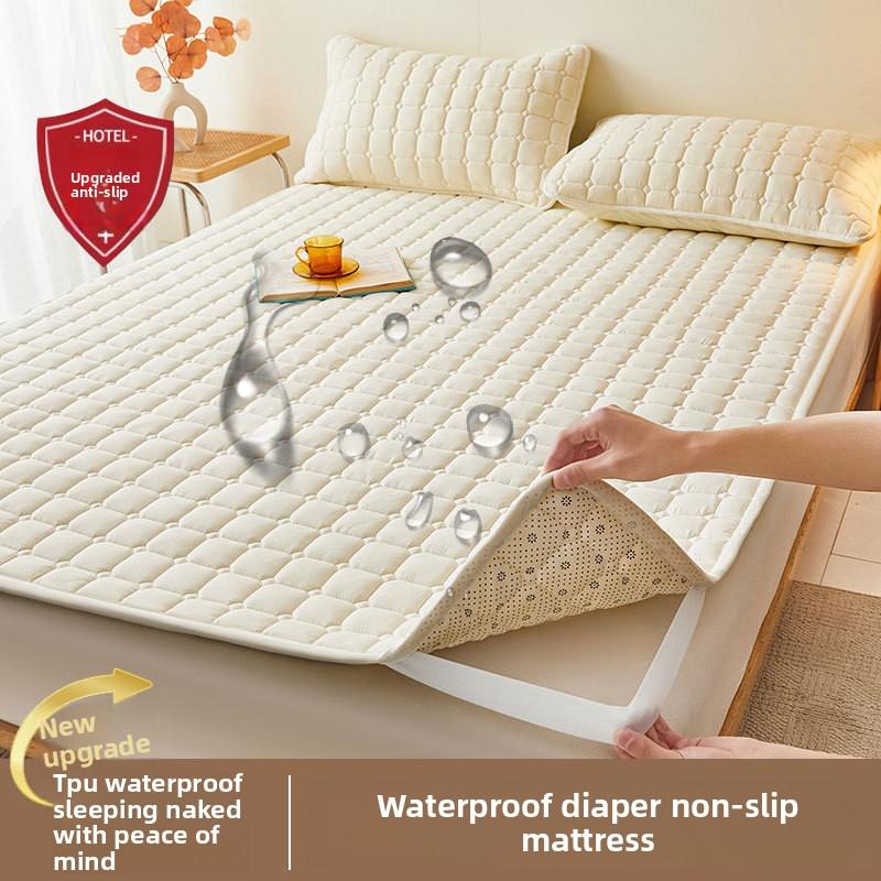 Waterproof Urine Barrier Quilted Mattress Pad for Home Bedroom Dormitory Soft Cushion Bed Protector Non-Slip Mat