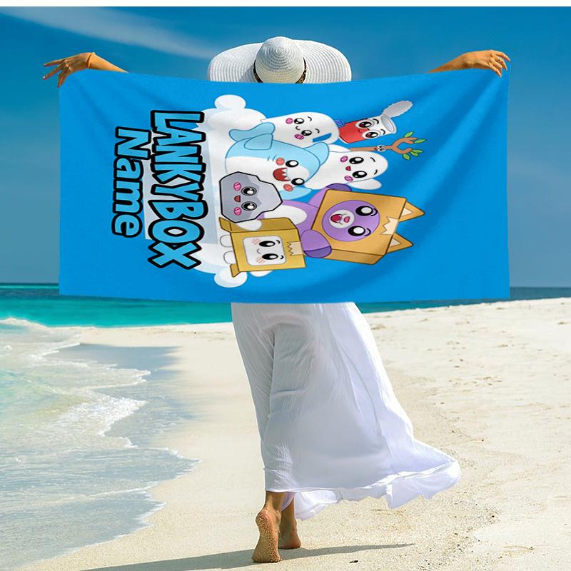 Custom Name Ultra-Soft Beach Towel with LankyBox Theme,Ideal for Pool - Camping, Diving - Perfect Travel Essential, Vibrant Beach Towel.