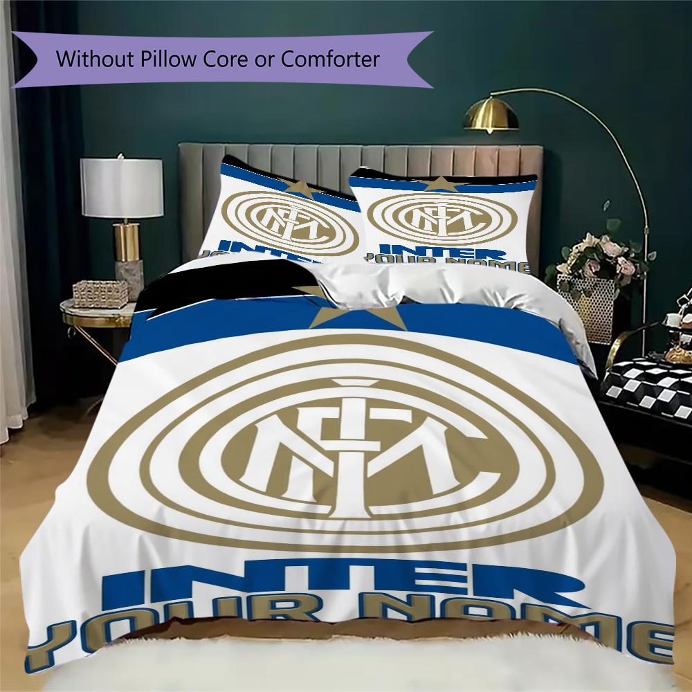 Set Copripiumino con Nome Personalizzato e Motivo Inter Milan Federa Decorazione per la Casa Regalo di Compleanno (1* copripiumino+2*federe senza imbottitura)
