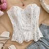 Irregular Hem Hollow Out Corset Top Fishbone Women Underwear Breathable Lace Corset  Women’s Wear