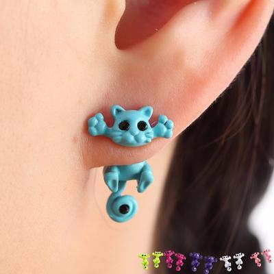 Multiple Color Classic Fashion Kitten Animal Jewelry Cute Cat Stud Earrings for Women Girls  Jewelry Accessories