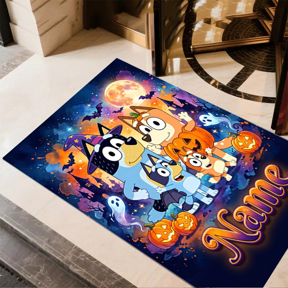 Halloween Night Adventure Personalized Text Area Rug Perfect for Entryway Bedrooms Foyer Hallway Anti-slip Rug Office Home Decor