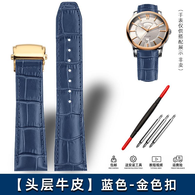 For MAURICE LACROIX Eliros Watch Band Soft Cowhide 20 22mm Folding Buckle Black Brown Blue Genuine Leather Strap Men Accessories