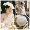 Fashion White Lace Tied Topper Hat Sunscreen Thin Lace Bonnet Hat Flat-top French Style Hepburn Style Formal Hat Streetwear