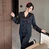 Celebrity Style Silky Ice Silk Long Sleeve Pajamas - Soft, Glossy Home Wear for Spring and Autumn