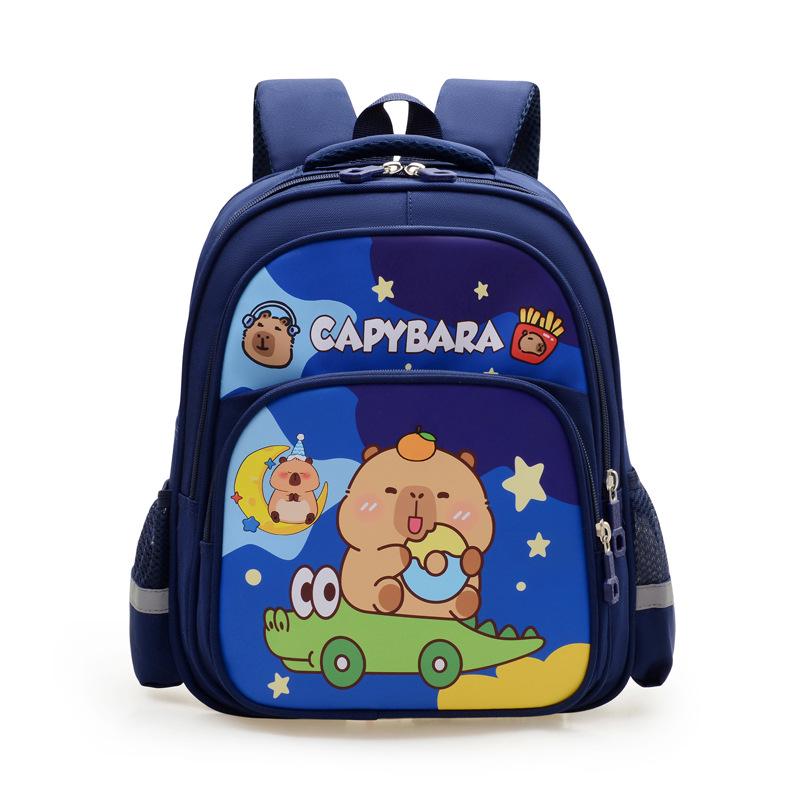 2025 Children s Cartoon Capybara Backpack - Cute, Lightweight, Spine-Support Schoolbag темно-синий