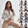 New Spring Autumn Multi-color Printed Long Sleeved Office Shirt Fashion Loose Casual Leopard Print Blouse Lapel Simple Elegant Tops Clothes