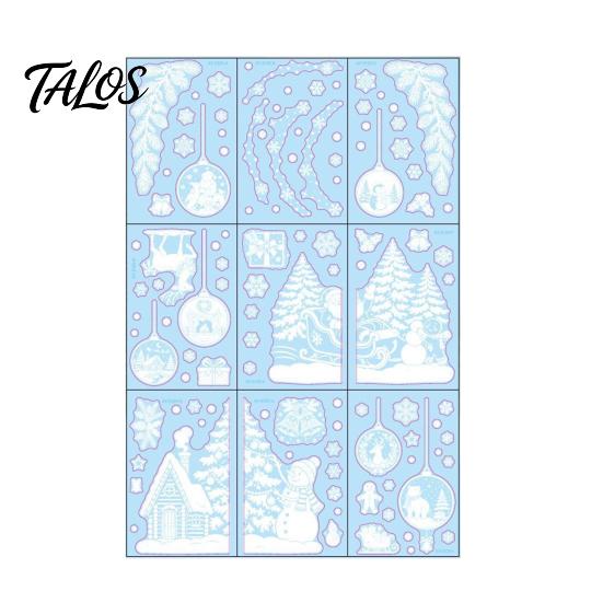 Removable Static Clings for Windows 9 Sheets Christmas Window Stickers, Reusable Snowflake Santa Claus Reindeer Office Glass Ornaments Decals Holiday