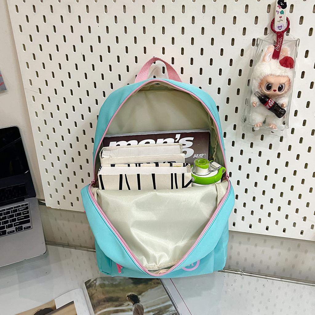 Girl Backpack Durable Nylon Youth School Teen College With Color Block Design For Education Use