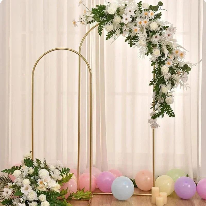Hot 1PCS Gold Wedding Arch Stand, Party Decor Balloon Arch, 2025 New Frame Backdrop Holder Bracket,Size 4FT 5FT 6FT 6.6FT 7.2FT