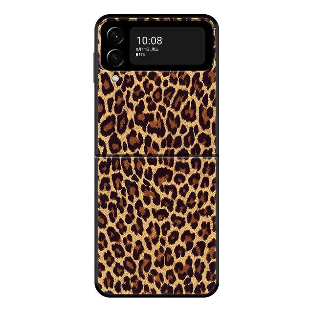 Fashion Leopard Print Panther Black Pc For Samsung Galaxy Zflip3 Z Flip3 5g Zflip Flip Smartphone Case