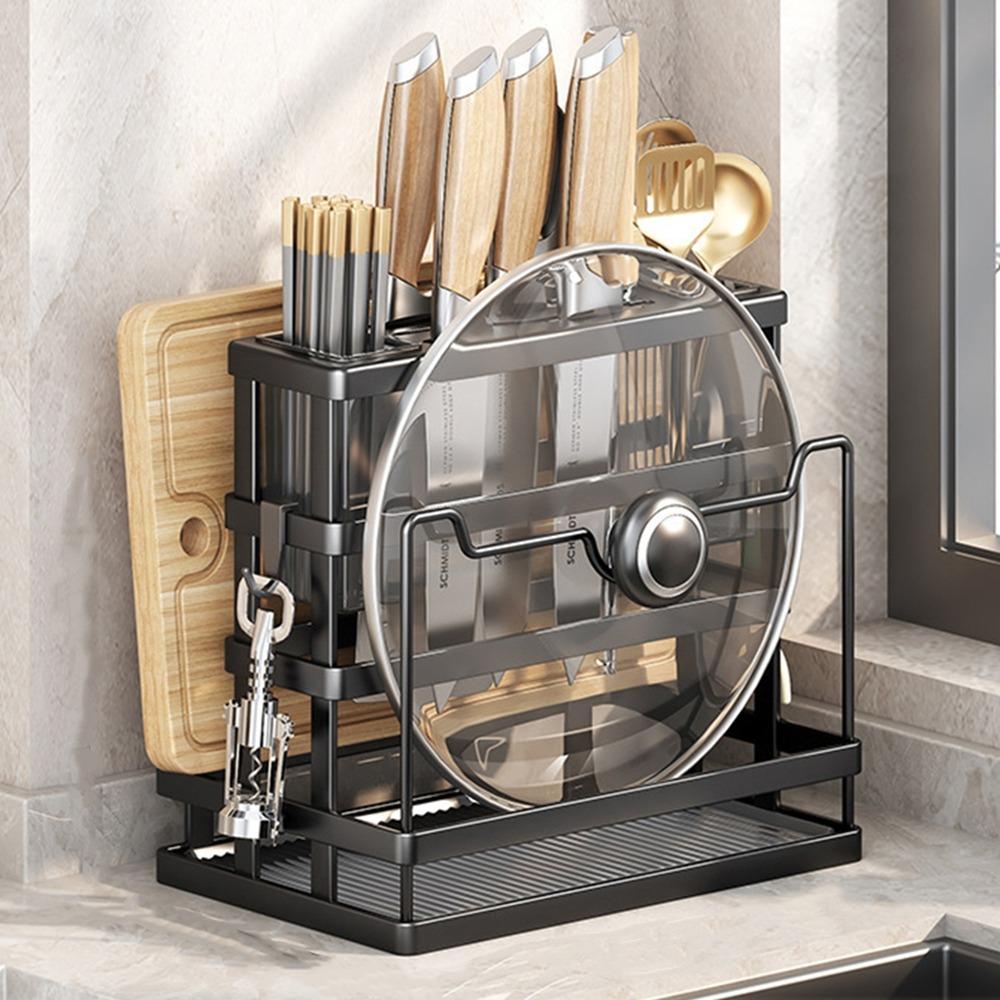 Wall Mounted Utensil Drying Rack Large Capacity Knives Rack Cutting Board Holder  for Kitchen