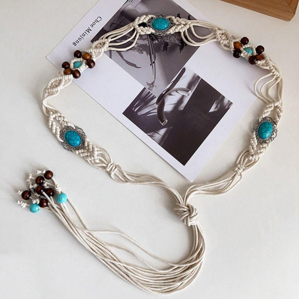 Vielseitiger gewebter Gürtel Ethnischer Stil Kleiderkette Taille Bunter geflochtener Taillengürtel Damen