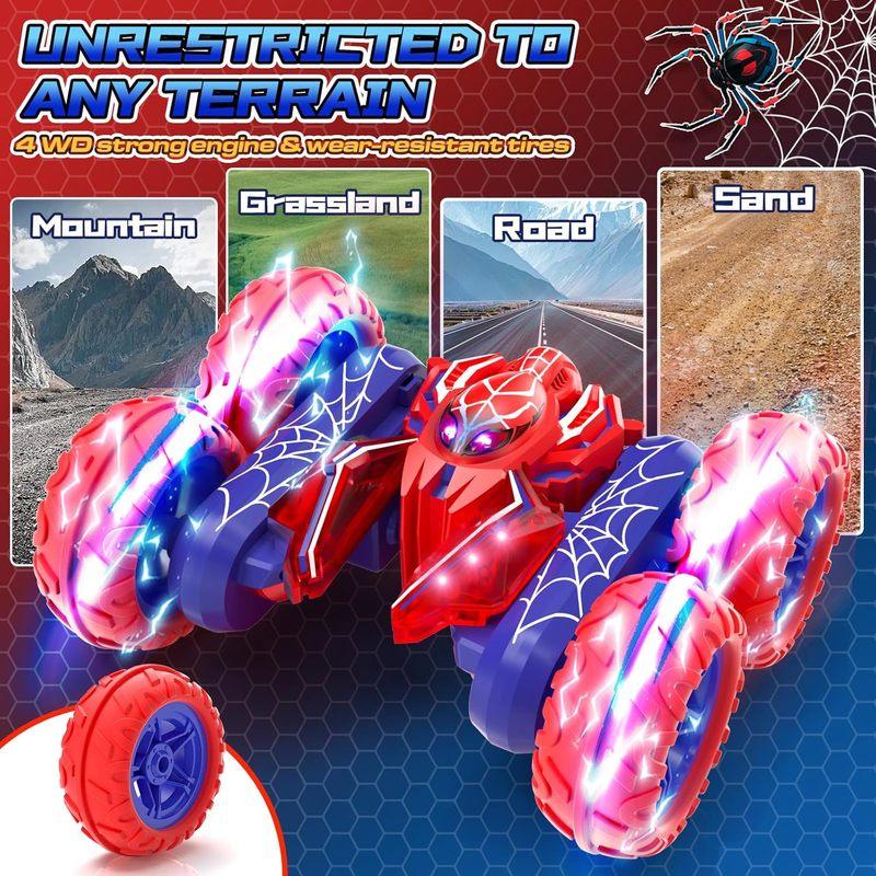 Remote Control Stunt Car For Boys 4-7, 360 Degree Spinning RC Car With 2 Batteries And LED Lights, Birthday Gift For Kids Ages 4-12