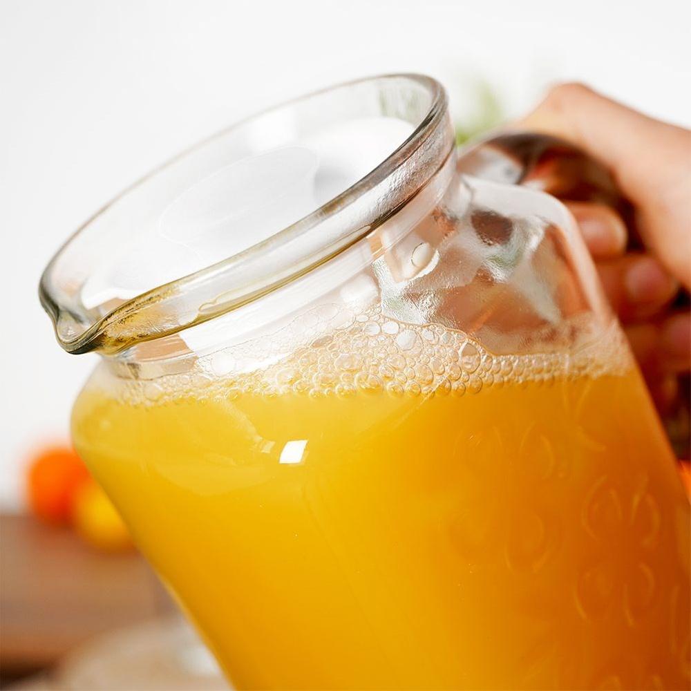 Glass Beverage Jug with Lid 1.1L