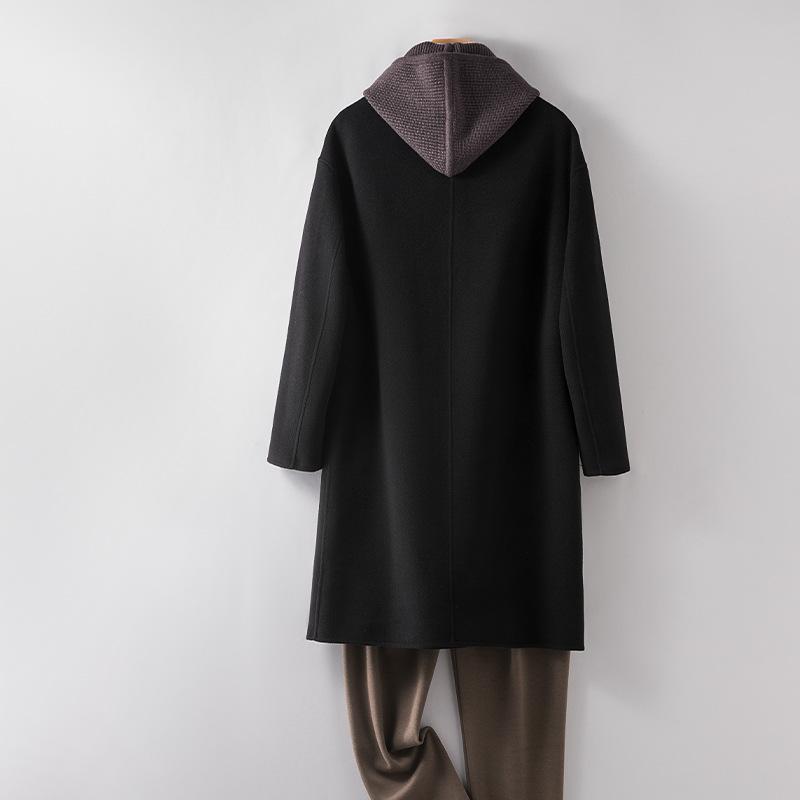 100% Kammgarnwollmantel Herbst und Winter Kapuzenwollmantel Hochwertiger doppelseitiger kaschmirfreier Mantel Herren