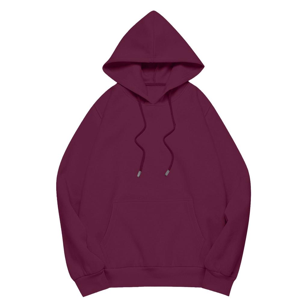 Women Solid Color Pullover Hoodie Long Sleeve Drawstring Pocket Oversized Casual Street Sweatshirt 2026 Fall Winter Top
