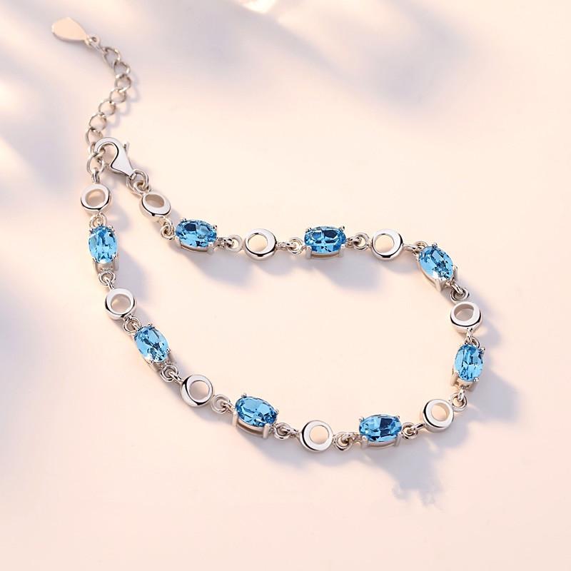 Ocean Heart Couple's Silver Bracelet: Women's Korean Style, Ideal Gift for Girlfriend on Women's Day or Birthday