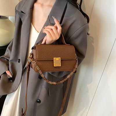 Autumn New Fashionable Versatile Popular Texture Shoulder Messenger Bag Simple Commuter Portable Chain Small Square Bag