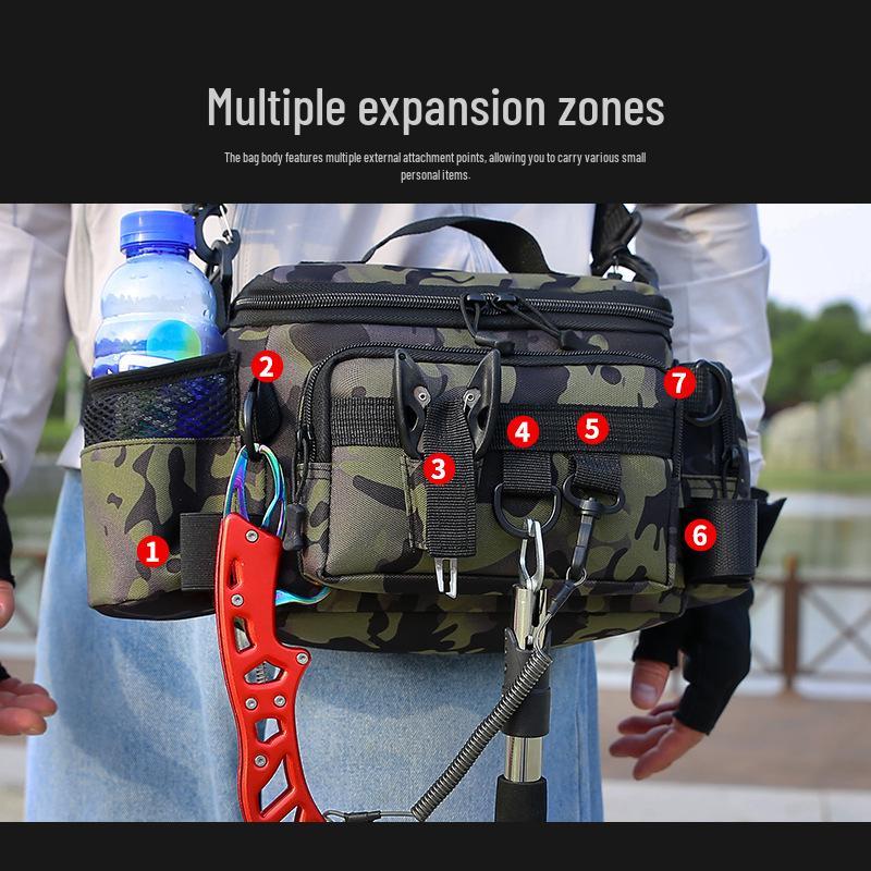Multifunktionale Angeltasche mit großem Fassungsvermögen für Taille & Rute - Outdoor-Ausrüstungsaufbewahrung