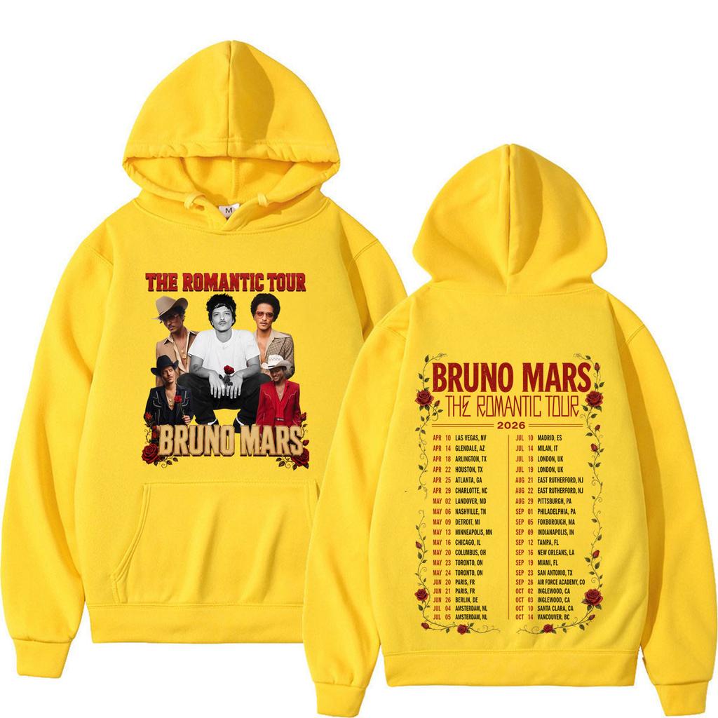 Bruno Mars The Romantic Tour Print Hoodie Man Woman Gothic Punk Sweatshirts Winter Loose Casual Pullover