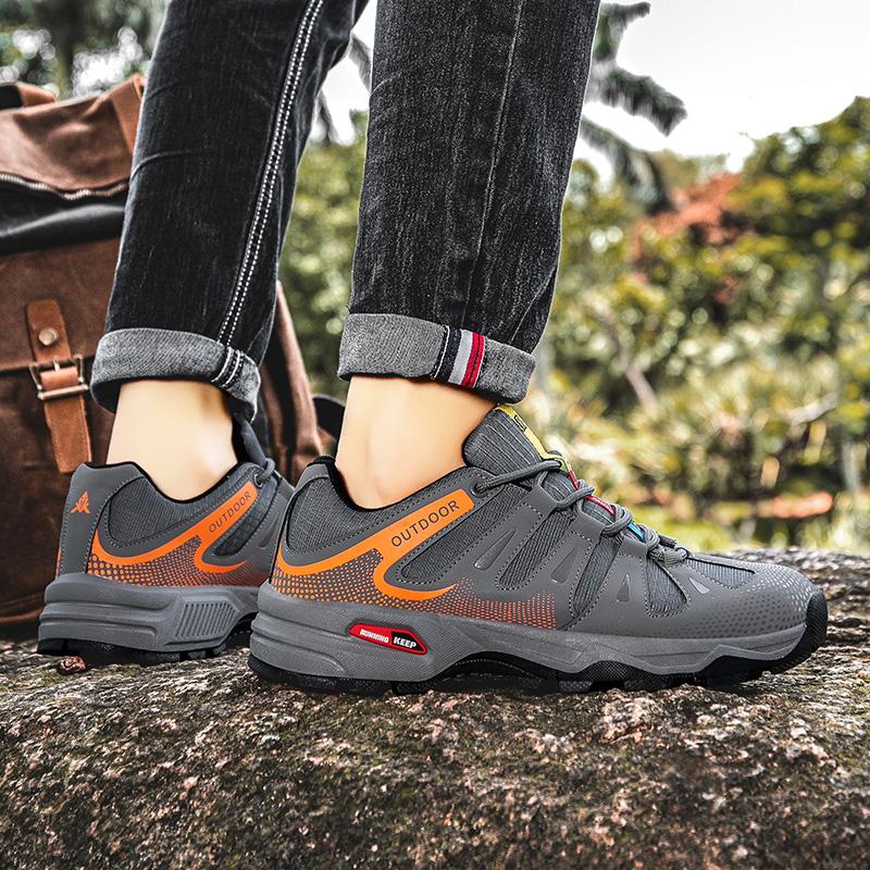 Outdoor Hiking Shoes Men Anti-slip Low-top Sports Shoes Men Lace-up Comfortable Soft Breathable Casual Walking Shoes Men