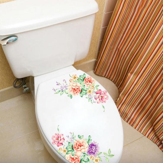 Adesivo per toilette peonia Soggiorno TV Sfondo Wall Art Mural Decal Home Decor
