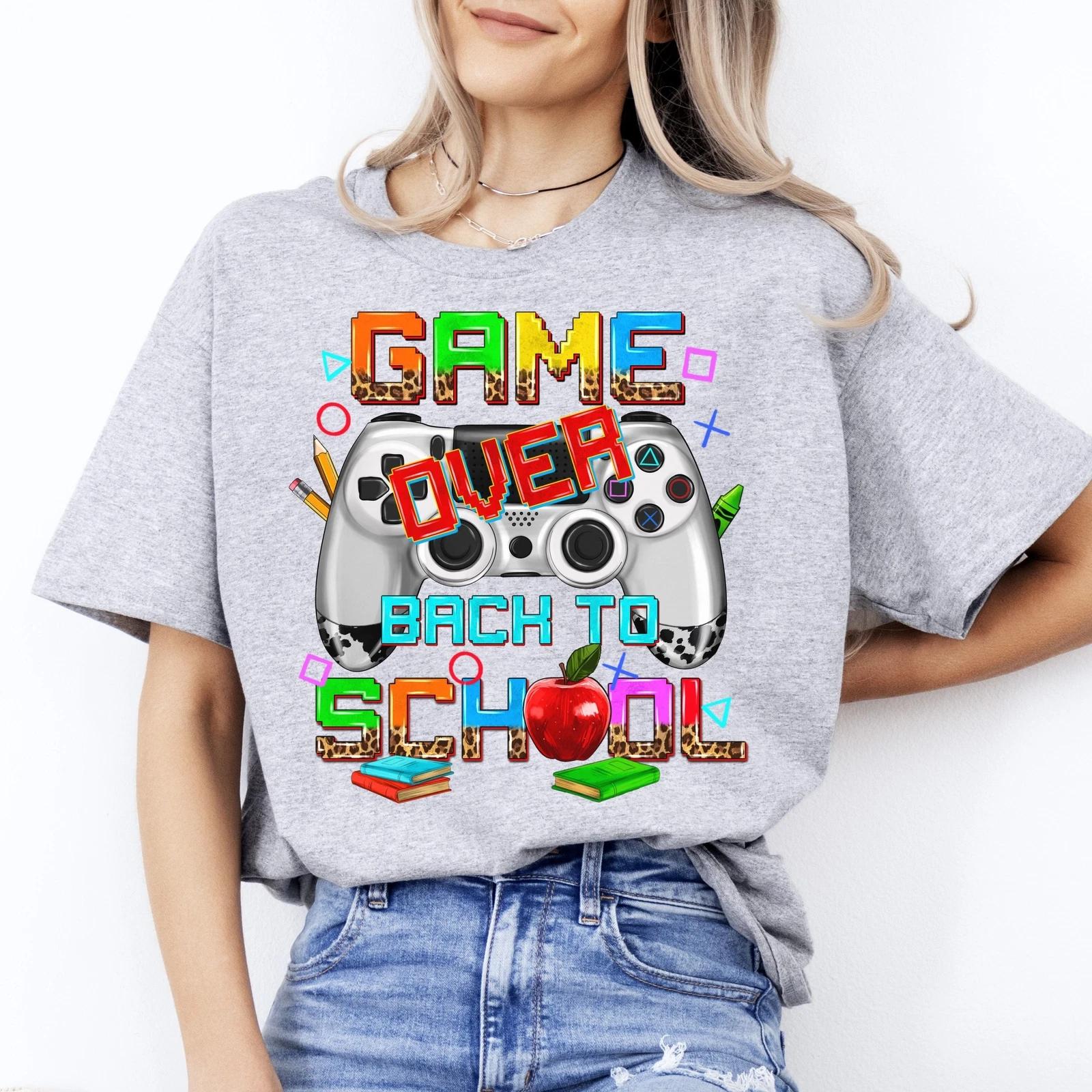 Back to school teacher T-Shirt gift Game over back to school game console Unisex L