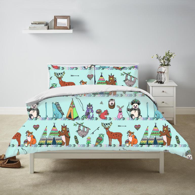 3D digital printing children s student dormitory kit three-piece set, cute animation cartoon animal three-piece set 90*90cm
