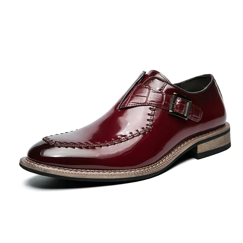 Fashion British Style Men's Black Dress Shoes Big Size 47 48 Pointed-Toe Leather Formal Shoes Men Luxury Red Oxford Shoes Man Moccasin