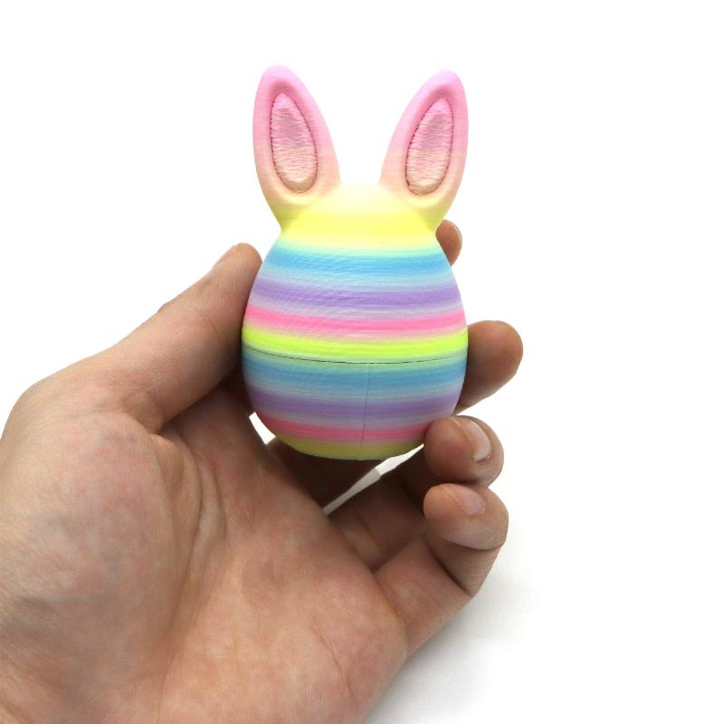Surprise Opening Easter Egg with Bunny Inside 3D Printed Pastel Rabbit Figurine Set, Miniature Collectible Decor for Kids Gift