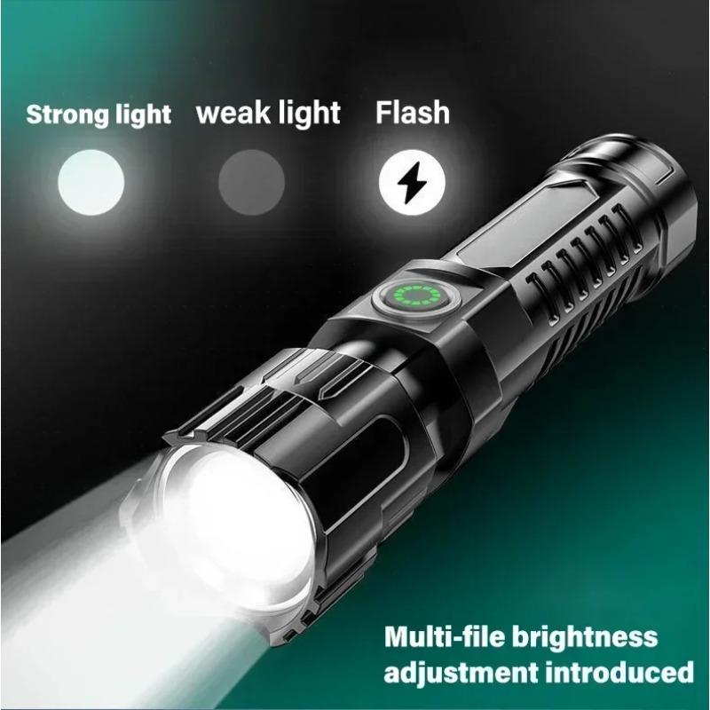 High Power LED Flashlight USB Rechargeable Tactical Zoom Flashlight Built in Battery High Power Outdoor Camping Lighting Tool