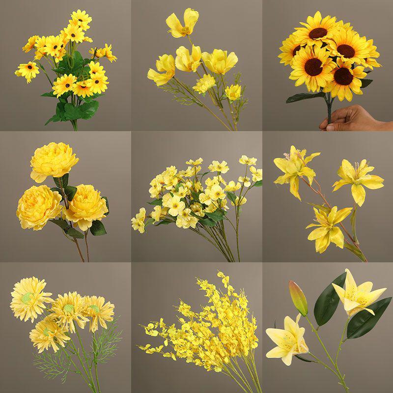 Wedding Yellow Silk Peony & Lotus Flower Arrangement for Ceiling and Aisle Decoration