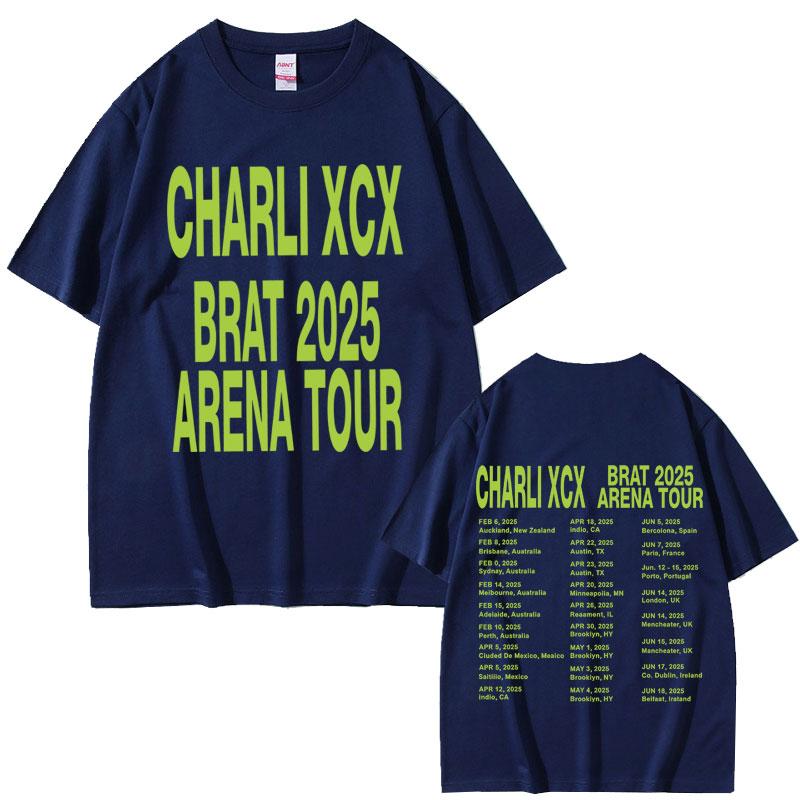 Charli Xcx Brat 2025 Arena Tour T-Shirts Unisex Damenmode Popmusik T-Shirts Baumwolle Oversized Kurzarm-T-Shirt Streetwear