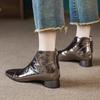 Mote 2024 Nye sko for kvinner Ankel Damesko Retro Moderne Støvletter Kvinner Søm Firkantet Tå Bakglidelås Lav Hæl Utendørssko Kvinne