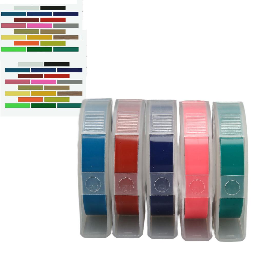 5pcs 3D Embossing Label Tapes 9mm Width 9.8ft Length Thermal Transfer Automatic Label Identification