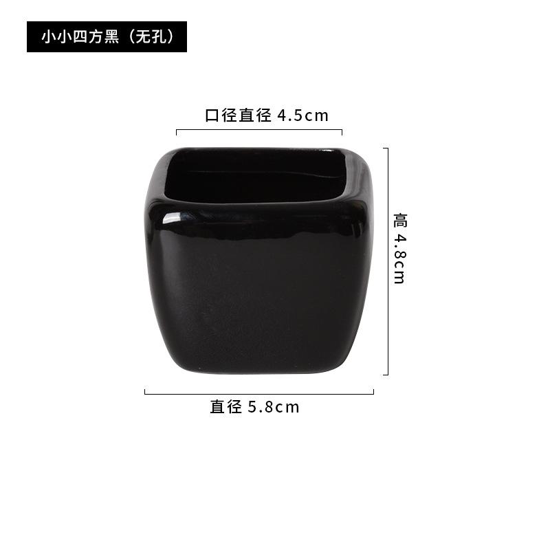 Mini Quadratisch Schwarz Weiß Keramik Sukkulenten Topf, Minimalistischer Schreibtisch Blumentopf, Kleiner Behälter für Daumenpflanzen