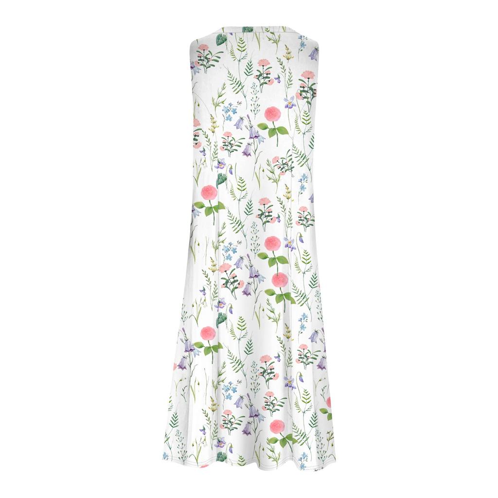 Kadınlar İçin Yaz Elbise Günlük Baskılı V Yaka Kısa Kollu Plaj Salıncak Elbise