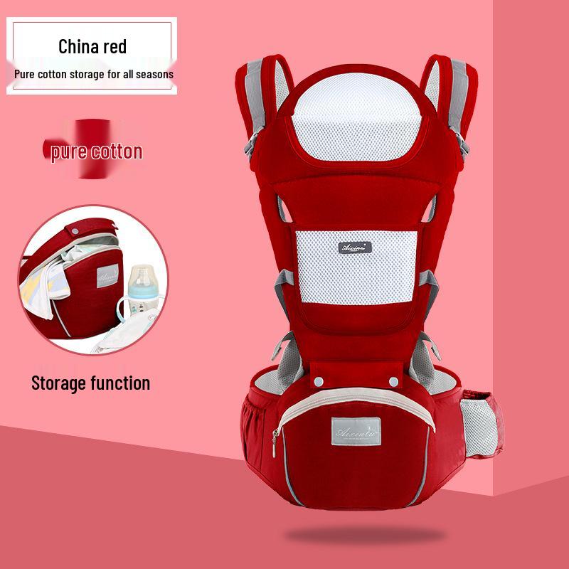 Foldable Baby Carrier Waist Stool: Dual-Use, Breathable & Portable, Front and Back Double Shoulder Baby Holder.