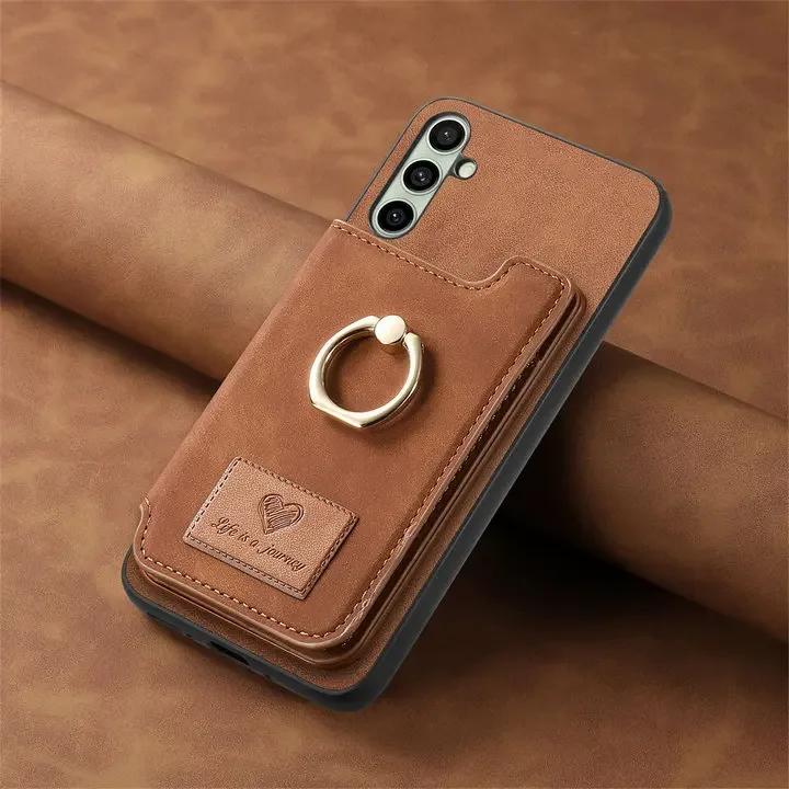 2 In 1 Detachable Cards Solt Wallet Leather Case For Samsung S25 Ultra S24 Plus S23 A56 A06 A16 A55 A35 A15 A05 A24 Ring Holder