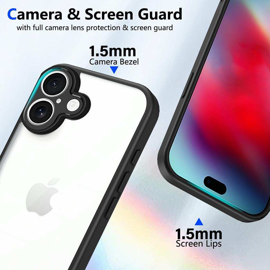 For iPhone 17 Case Matte Skin Touch Clear PC+TPU Shockproof Phone Back Cover